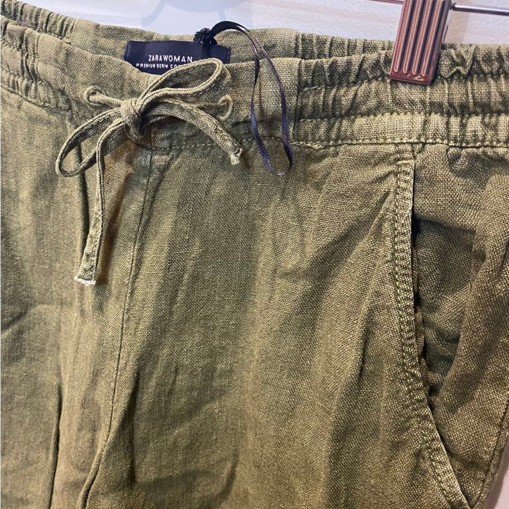 Zara Woman Khaki Linen Trousers
